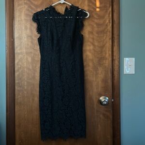 Navy lace cap sleeve dress